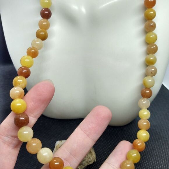Natural amber and carnelian heavy beaded necklace - Picture 2 of 4